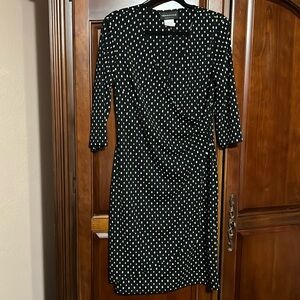 CONNECTED APPAREL black & white polka dot dress Size 12